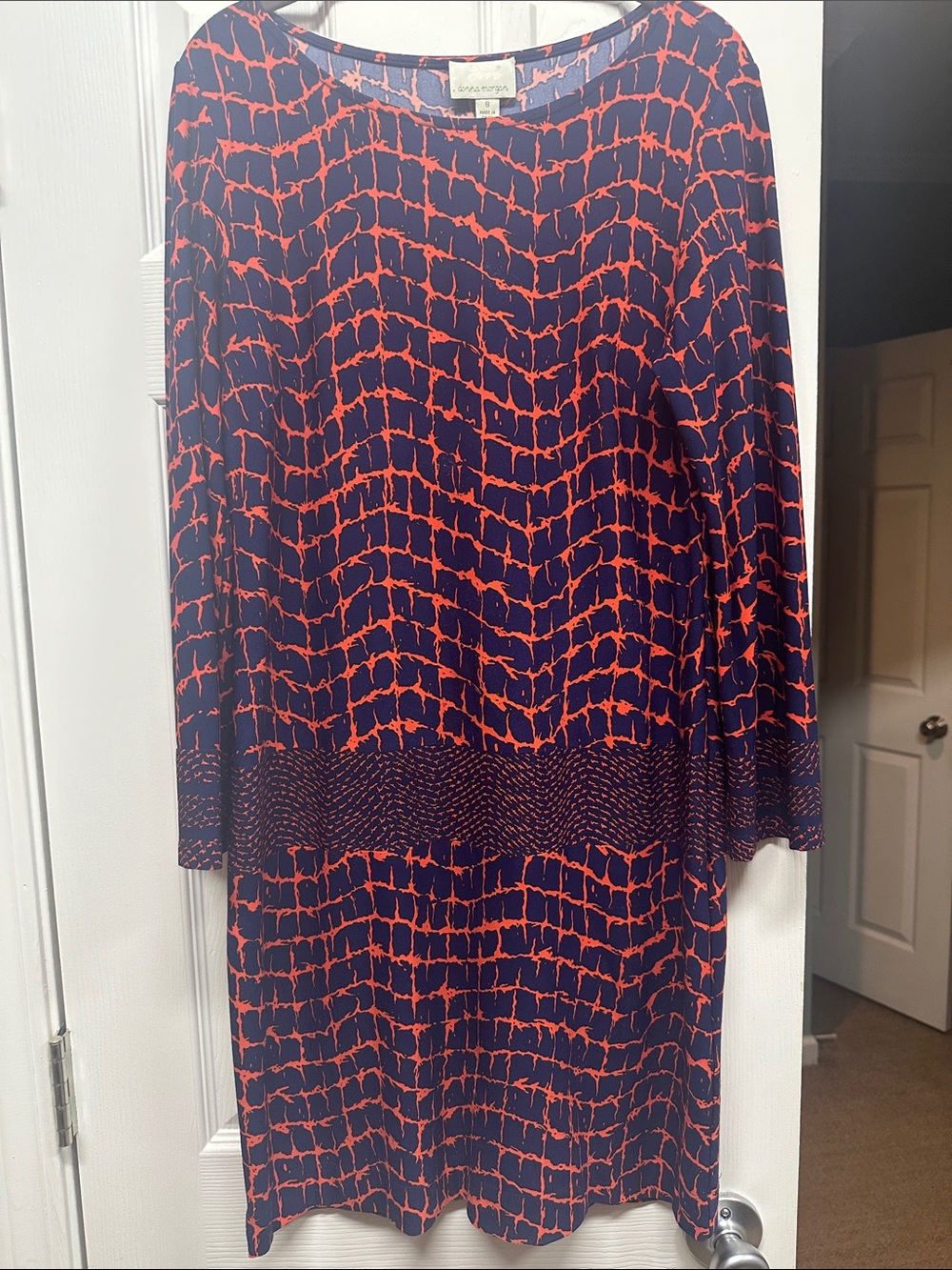 Donna Morgan Navy and orange Patterned Women’s Dress